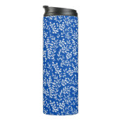 Boerderij eenvoudige bloemmotief op blauw thermosbeker (Geroteerd rechts)