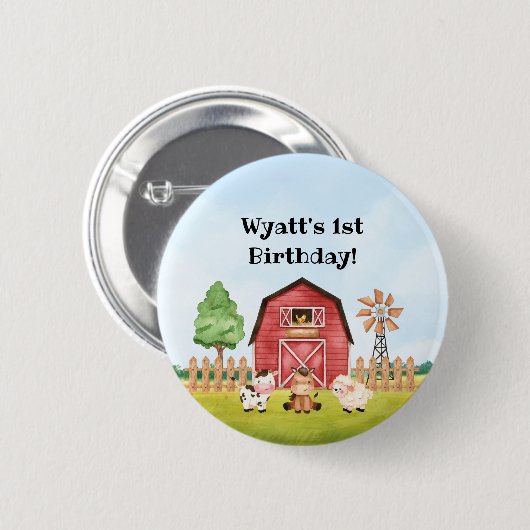 Boerderij eerste geboorte Button (Voorkant /achterkant)