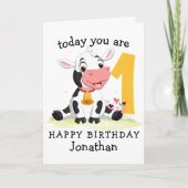 boerderij eerste geboorthday Boy Koe card Kaart (Voorkant)