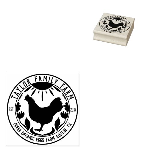 Boerderij Eieren Familie Boerderij Rustieke Ronde  Rubberstempel (Gestempeld)