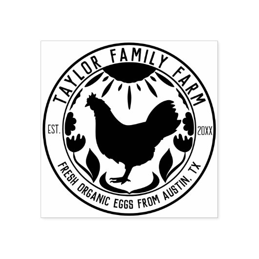 Boerderij Eieren Familie Boerderij Rustieke Ronde  Rubberstempel (Afrduk)
