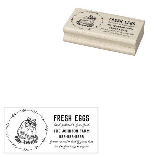 Boerderij Eierkarton Rubber Stempel (Gestempeld)