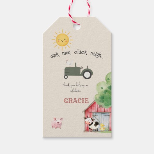 Boerderij en Dieren Verjaardag Cadeaulabel (Voorkant)