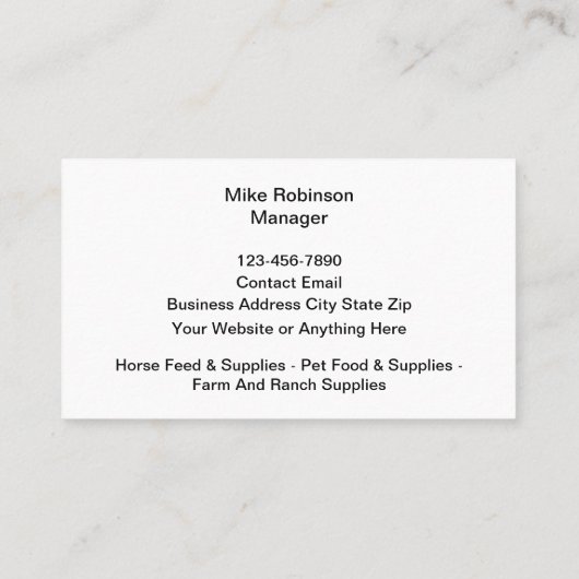 Boerderij en diervoederwinkel Visitekaartjes (Achterkant)