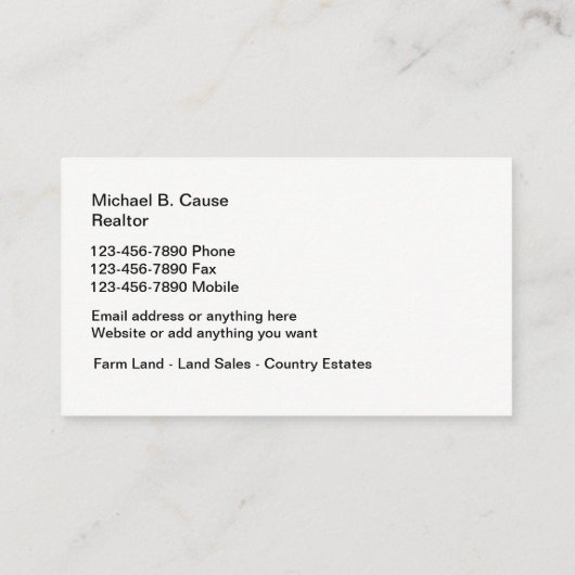 Boerderij- en grondverkoper visitekaartje (Achterkant)