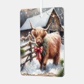  Boerderij en Highland Koe Kerst Metalen Ornament (Voorkant links)