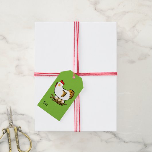 boerderij- en kippen cadeaulabel (Met Touw)
