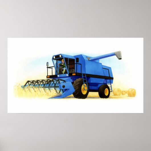 Boerderij en landbouw van kind - Combine Harvester Poster (Voorkant)