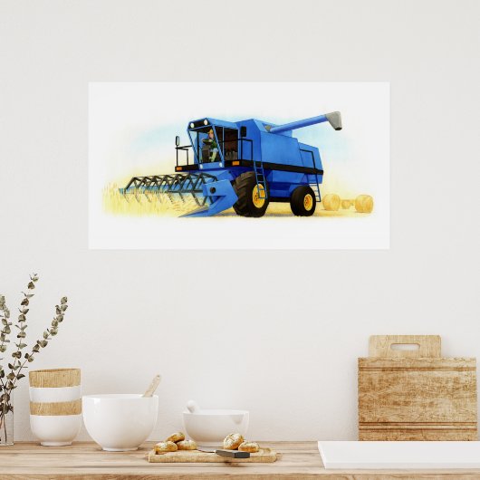 Boerderij en landbouw van kind - Combine Harvester Poster (Keuken)