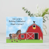 Boerderij en paard verjaardagsuitnodiging kaart (Staand voorkant)