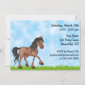 Boerderij en paard verjaardagsuitnodiging kaart (Achterkant)