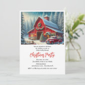 Boerderij en rode vrachtwagen kerstfeest kaart (Staand voorkant)