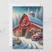 Boerderij en rode vrachtwagen kerstfeest kaart (Achterkant)