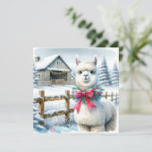 Boerderij en Schattigee alpaca kerst Kaart (Staand voorkant)