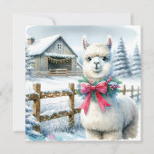Boerderij en Schattigee alpaca kerst Kaart (Voorkant)