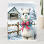  Boerderij en Schattigee alpaca kerst Kaart (Voorkant)