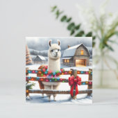 Boerderij en Schattigee Llama Kerst Kaart (Staand voorkant)