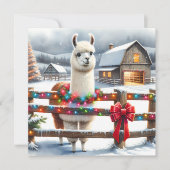 Boerderij en Schattigee Llama Kerst Kaart (Voorkant)