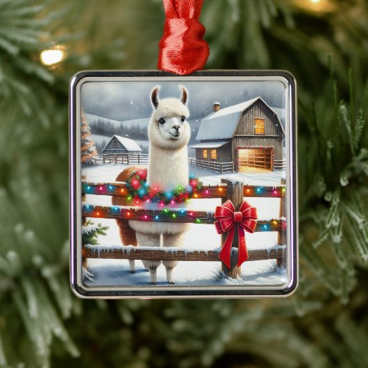  Boerderij en Schattigee Llama Kerst Metalen Ornament (Boom)