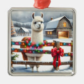  Boerderij en Schattigee Llama Kerst Metalen Ornament (Voorkant)