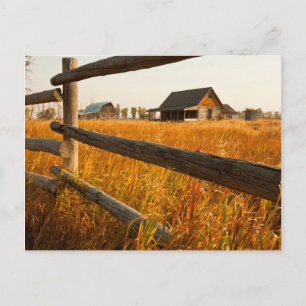 Boerderij en spoorhek in Grand Teton Briefkaart