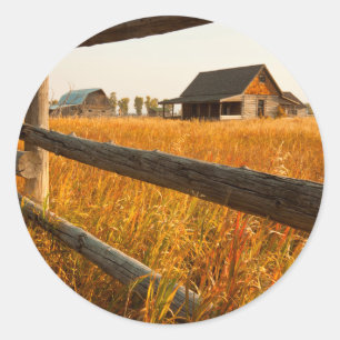 Boerderij en spoorhek in Grand Teton Ronde Sticker