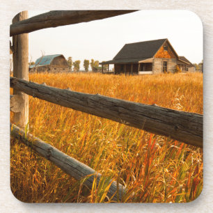 Boerderij en spoorweghek in Grand Teton Bier Onderzetter