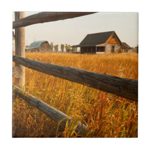 Boerderij en spoorweghek in Grand Teton Tegeltje