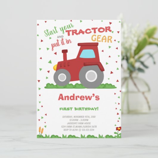 Boerderij en Tractor Thema Party Kaart (Staand voorkant)