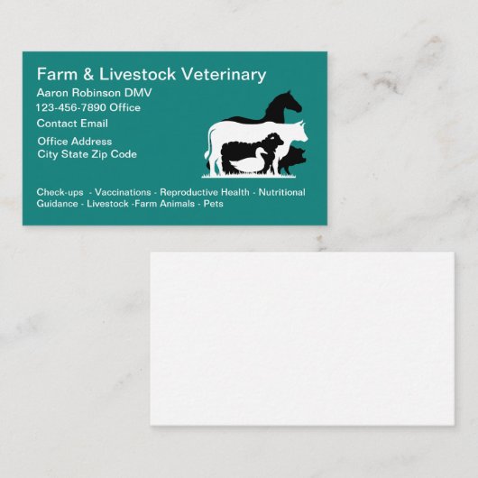 Boerderij- en veeteeltziekenhuis visitekaartje (Voorkant / Achterkant)