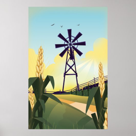 Boerderij en windmolen poster (Voorkant)