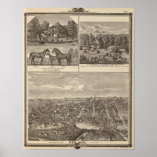 Boerderij en woonplaats rode eik, Midden Tp Poster (Voorkant)