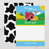 Boerderij erf dier verjaardag dank je wel bedankkaart (Voorkant / Achterkant)