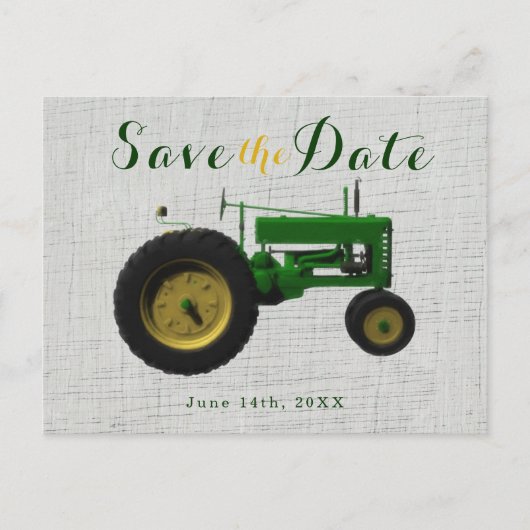 Boerderij erf tractor save the date uitnodiging (Voorkant)