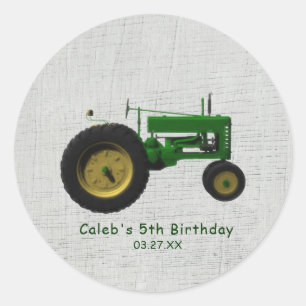Boerderij erf tractor verjaardagsfeest gunstige aa ronde sticker