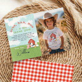 Boerderij erf verjaardagsfoto jongens boerderij bedankkaart