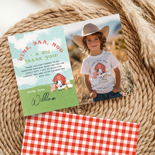 Boerderij erf verjaardagsfoto's voor jongens bedankkaart
