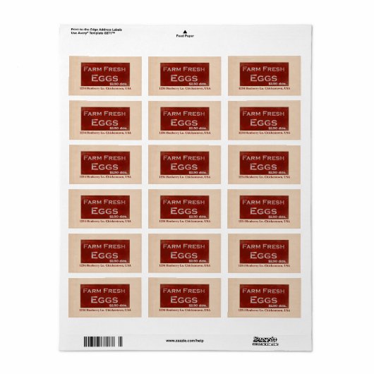 Boerderij Etiket verse eieren (Full Sheet)