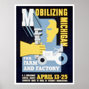 Boerderij Factory Michigan 1943 WPA Poster