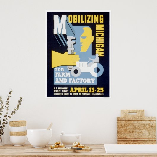 Boerderij Factory Michigan 1943 WPA Poster (Keuken)