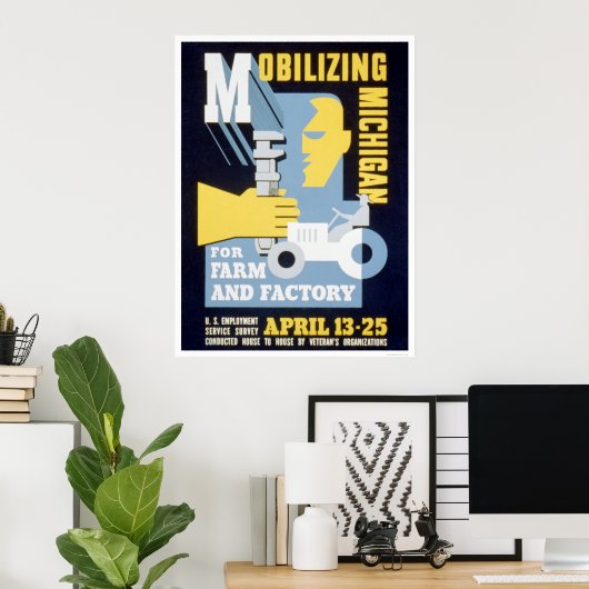 Boerderij Factory Michigan 1943 WPA Poster (Thuiskantoor)
