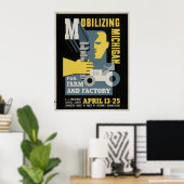 Boerderij Factory Mobilzing Michigan 1943 WPA Poster (Thuiskantoor)