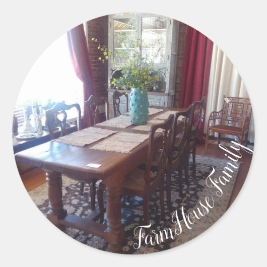 Boerderij familie diner ronde sticker (Voorkant)