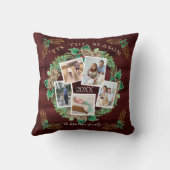 Boerderij Familie Foto Waterverf Pine Krans Goud Kussen (Achterkant)