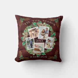 Boerderij Familie Foto Waterverf Pine Krans Goud Kussen