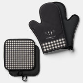 Boerderij familienaam monogram ovenwant & pannenlap set (Voorkant / Achterkant)