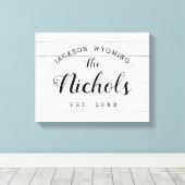 Boerderij Faux Shiplap Familie Monogram Canvas Tek (Insitu (Houten vloer))