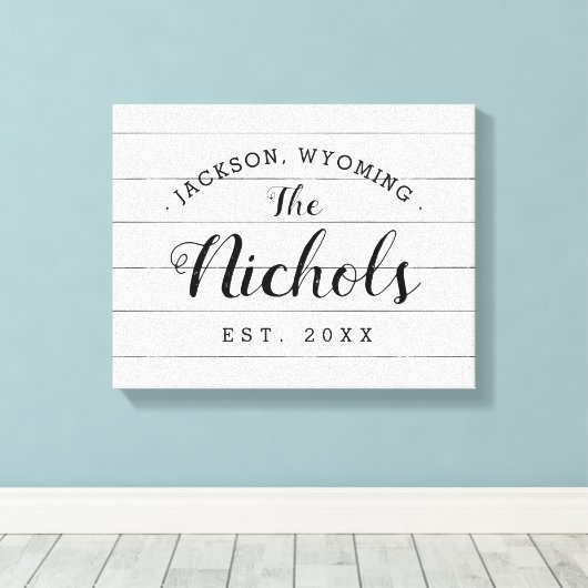 Boerderij Faux Shiplap Familie Monogram Canvas Tek (Insitu (Houten vloer))