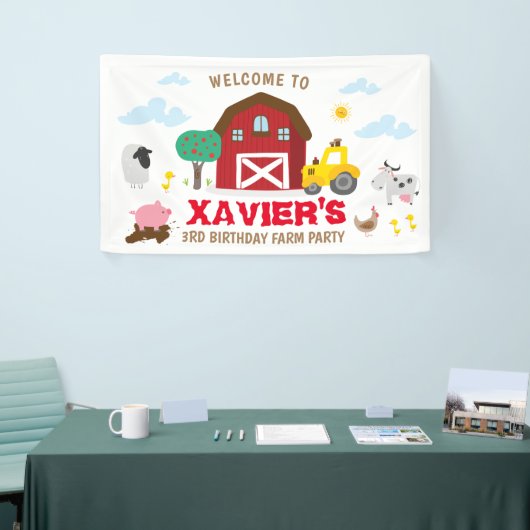 Boerderij feest achtergrond, boerderij verjaardag spandoek (Beurs)