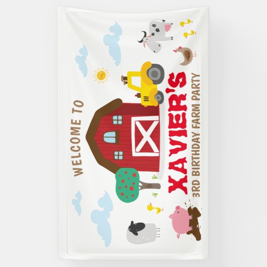 Boerderij feest achtergrond, boerderij verjaardag spandoek (Verticaal)